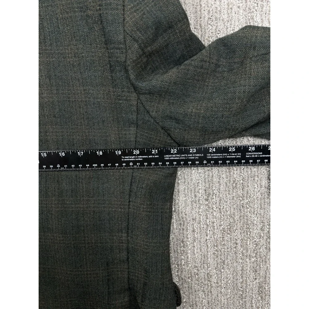 Italian Wool Blazer 44R Fratelli Tallia Di Delfino Dark Green Houndstooth Plaid
